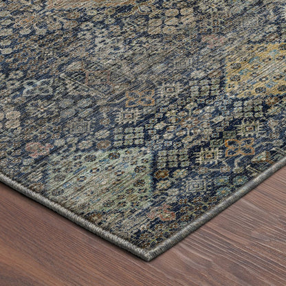 Machine Washable Aristo AR1 Blue 8' x 8' Round Rug