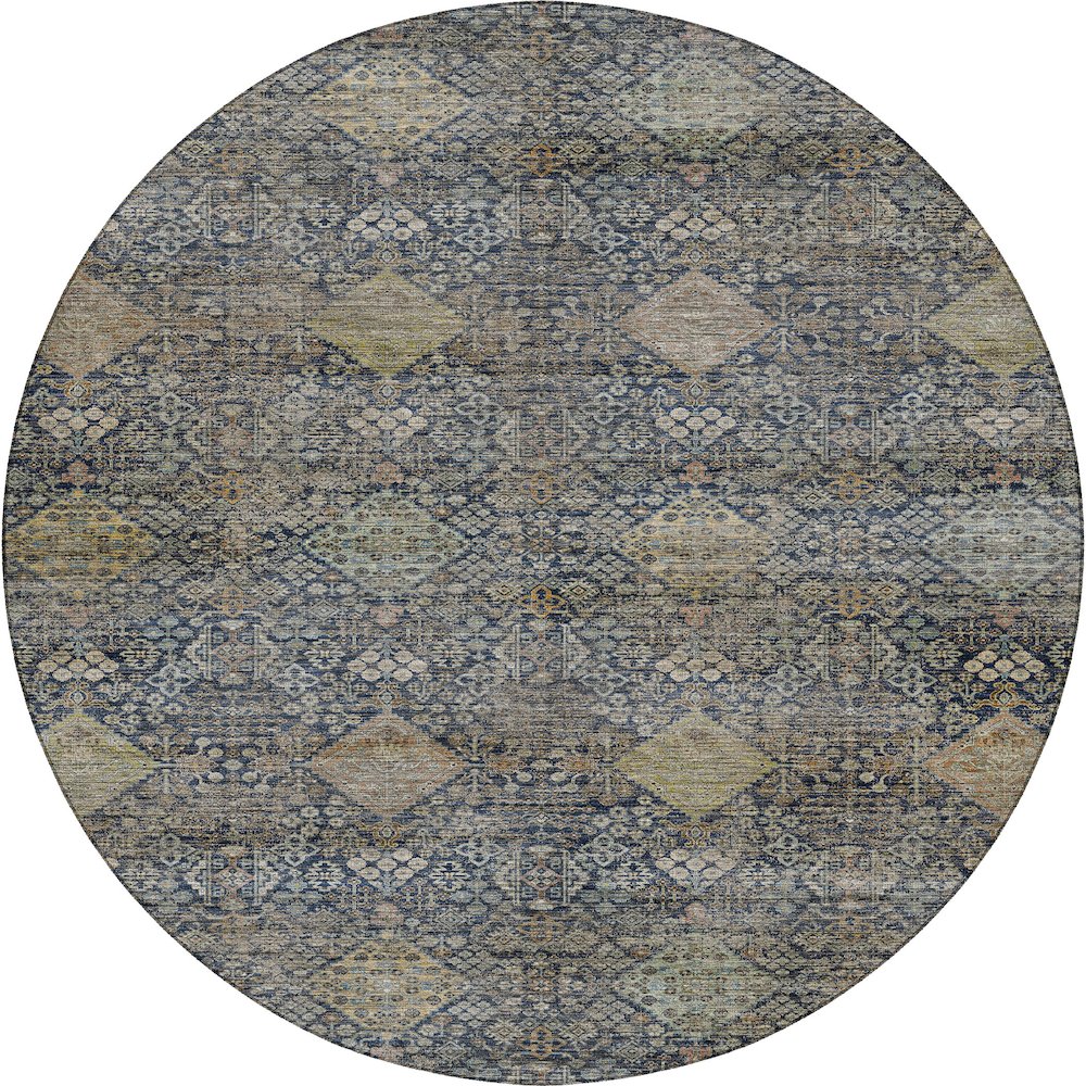 Machine Washable Aristo AR1 Blue 8' x 8' Round Rug