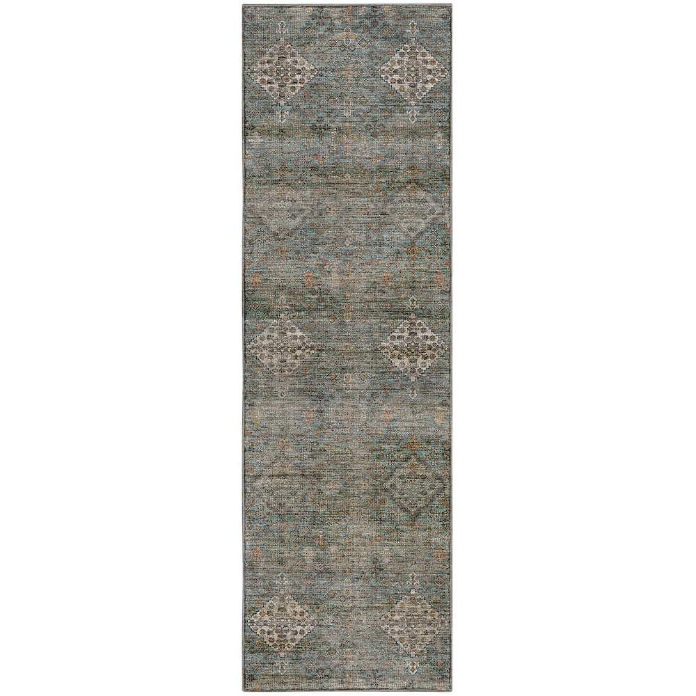 Machine Washable Aristo AR1 Teal 2'3" x 7'6" Runner Rug