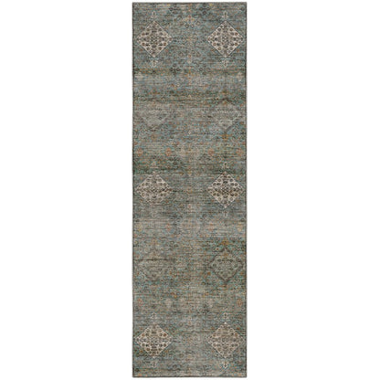Machine Washable Aristo AR1 Teal 2'3" x 7'6" Runner Rug
