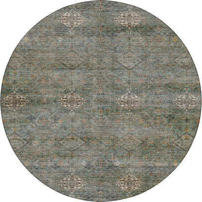 Machine Washable Aristo AR1 Teal 8' x 8' Round Rug