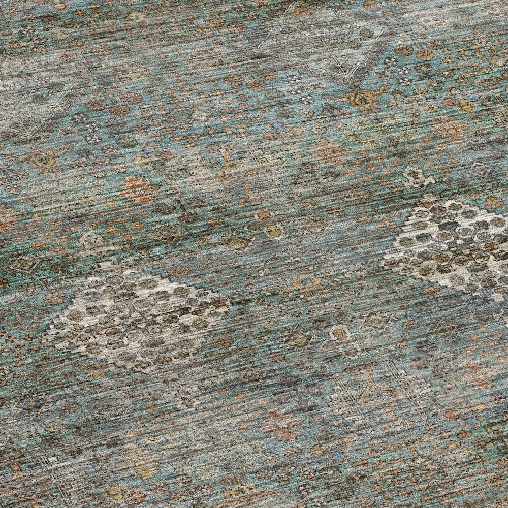 Machine Washable Aristo AR1 Teal 8' x 8' Round Rug
