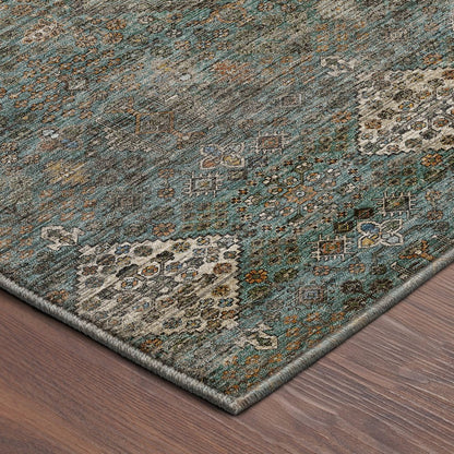 Machine Washable Aristo AR1 Teal 8' x 10' Rug