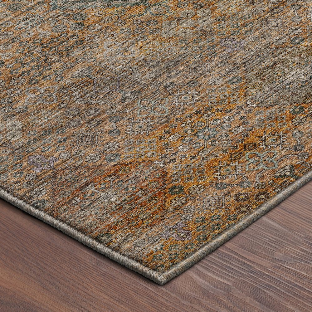 Machine Washable Aristo AR1 Orange 8' x 8' Round Rug