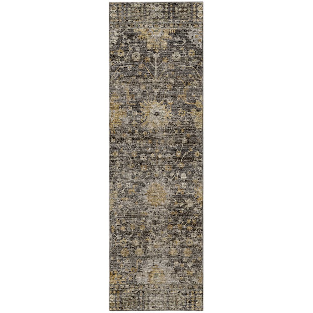 Machine Washable Aristo AR2 Gray 2'3" x 7'6" Runner Rug