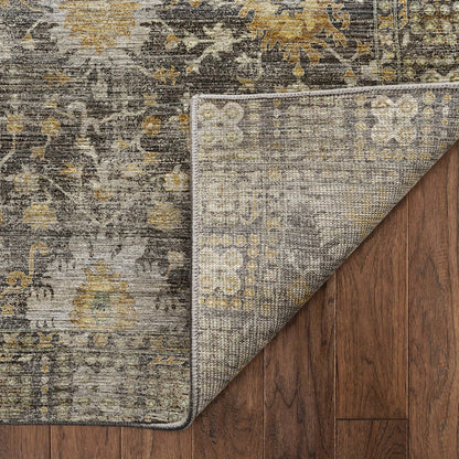 Machine Washable Aristo AR2 Gray 8' x 8' Round Rug