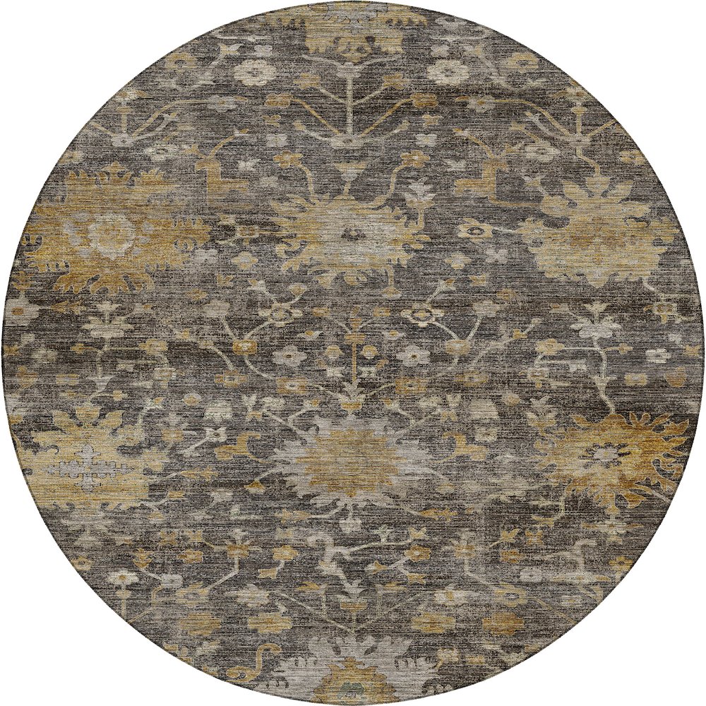 Machine Washable Aristo AR2 Gray 8' x 8' Round Rug