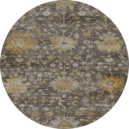 Machine Washable Aristo AR2 Gray 8' x 8' Round Rug