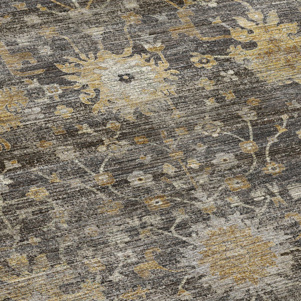 Machine Washable Aristo AR2 Gray 8' x 8' Round Rug