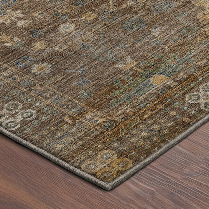 Machine Washable Aristo AR2 Brown 2'3" x 7'6" Runner Rug