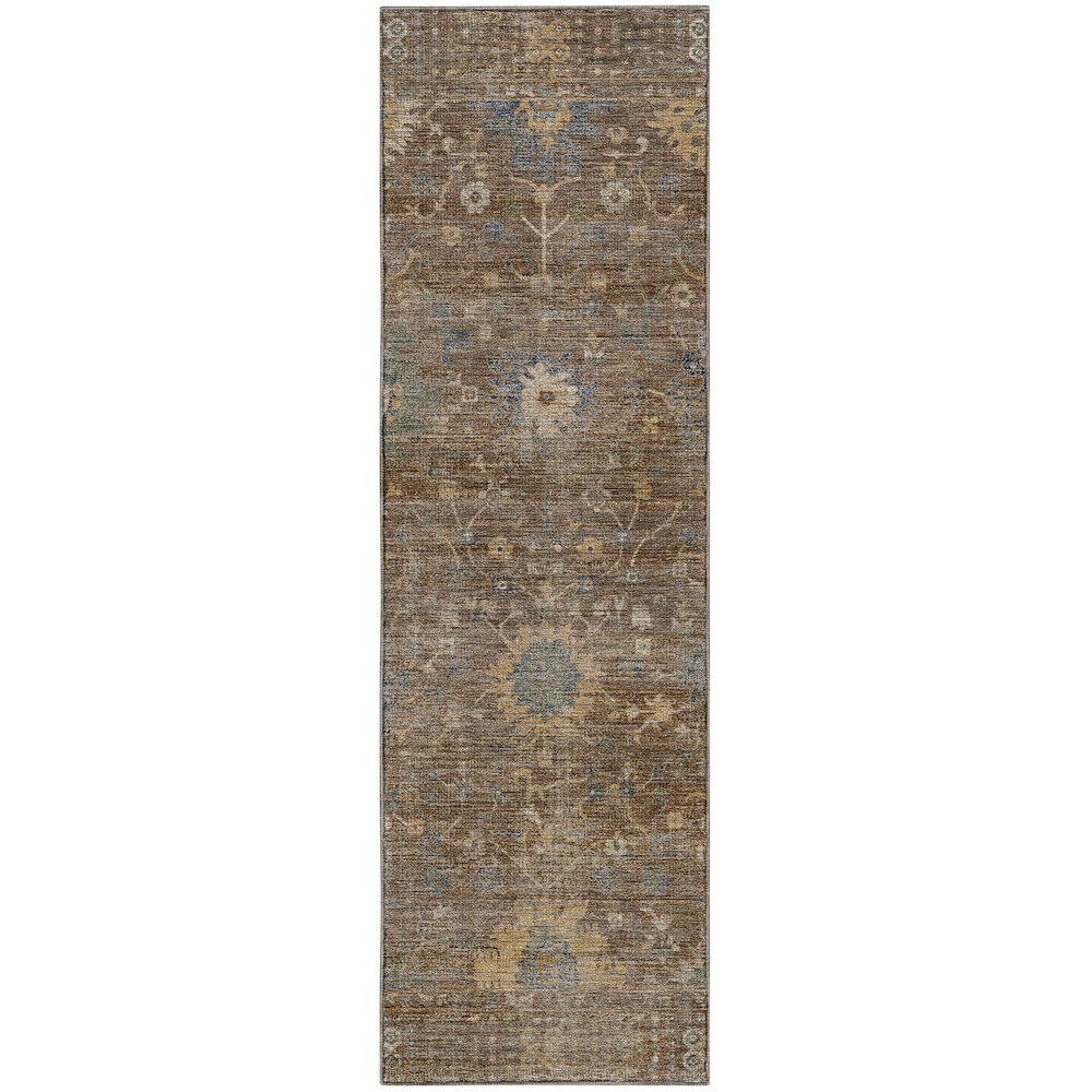 Machine Washable Aristo AR2 Brown 2'3" x 7'6" Runner Rug