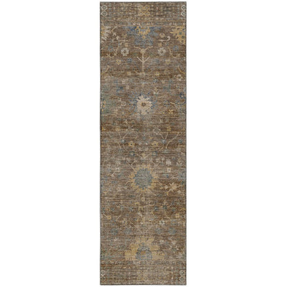 Machine Washable Aristo AR2 Brown 2'3" x 7'6" Runner Rug