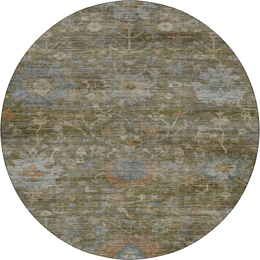 Machine Washable Aristo AR2 Green 8' x 8' Round Rug