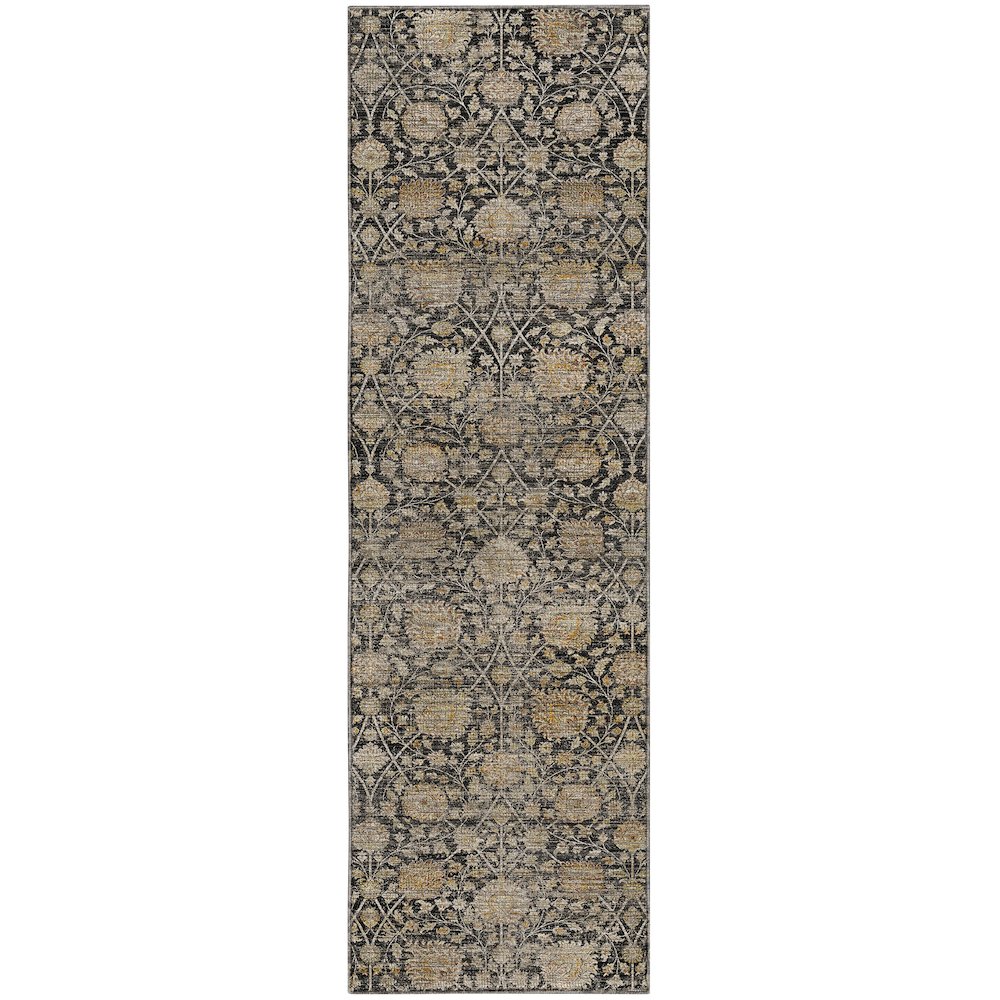 Machine Washable Aristo AR3 Black 2'3" x 7'6" Runner Rug