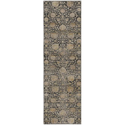 Machine Washable Aristo AR3 Black 2'3" x 7'6" Runner Rug
