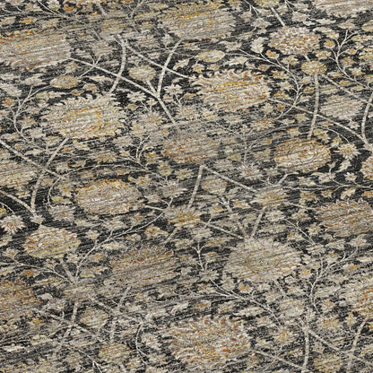 Machine Washable Aristo AR3 Black 2'3" x 7'6" Runner Rug