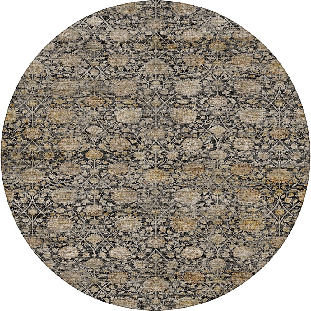 Machine Washable Aristo AR3 Black 8' x 8' Round Rug