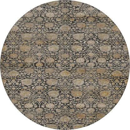 Machine Washable Aristo AR3 Black 8' x 8' Round Rug