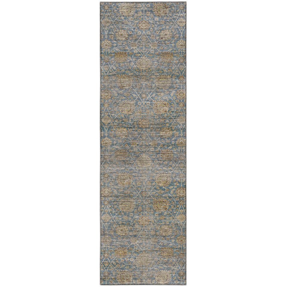 Machine Washable Aristo AR3 Blue 2'3" x 7'6" Runner Rug