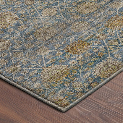 Machine Washable Aristo AR3 Blue 8' x 8' Round Rug