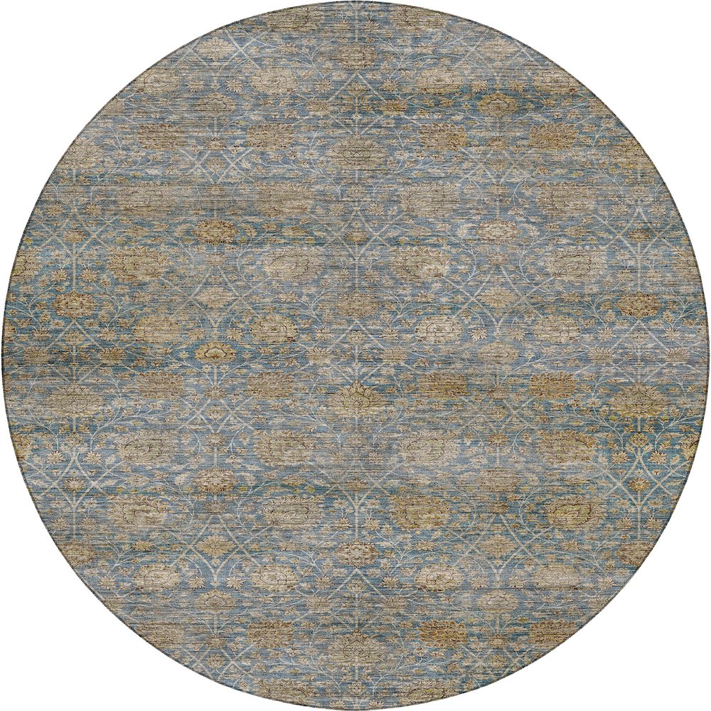 Machine Washable Aristo AR3 Blue 8' x 8' Round Rug