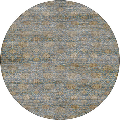 Machine Washable Aristo AR3 Blue 8' x 8' Round Rug