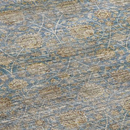 Machine Washable Aristo AR3 Blue 8' x 8' Round Rug