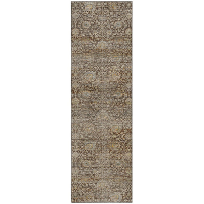 Machine Washable Aristo AR3 Brown 2'3" x 7'6" Runner Rug
