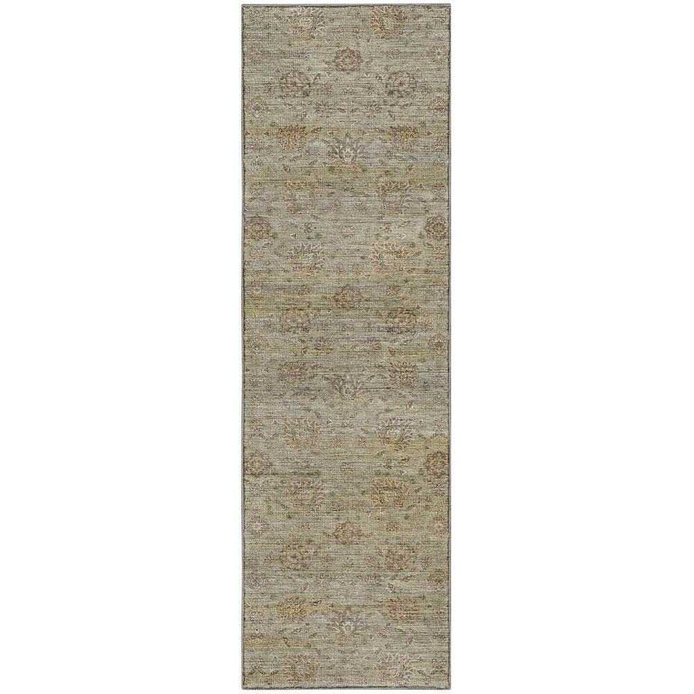 Machine Washable Aristo AR3 Green 2'3" x 7'6" Runner Rug