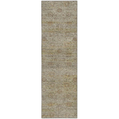 Machine Washable Aristo AR3 Green 2'3" x 7'6" Runner Rug