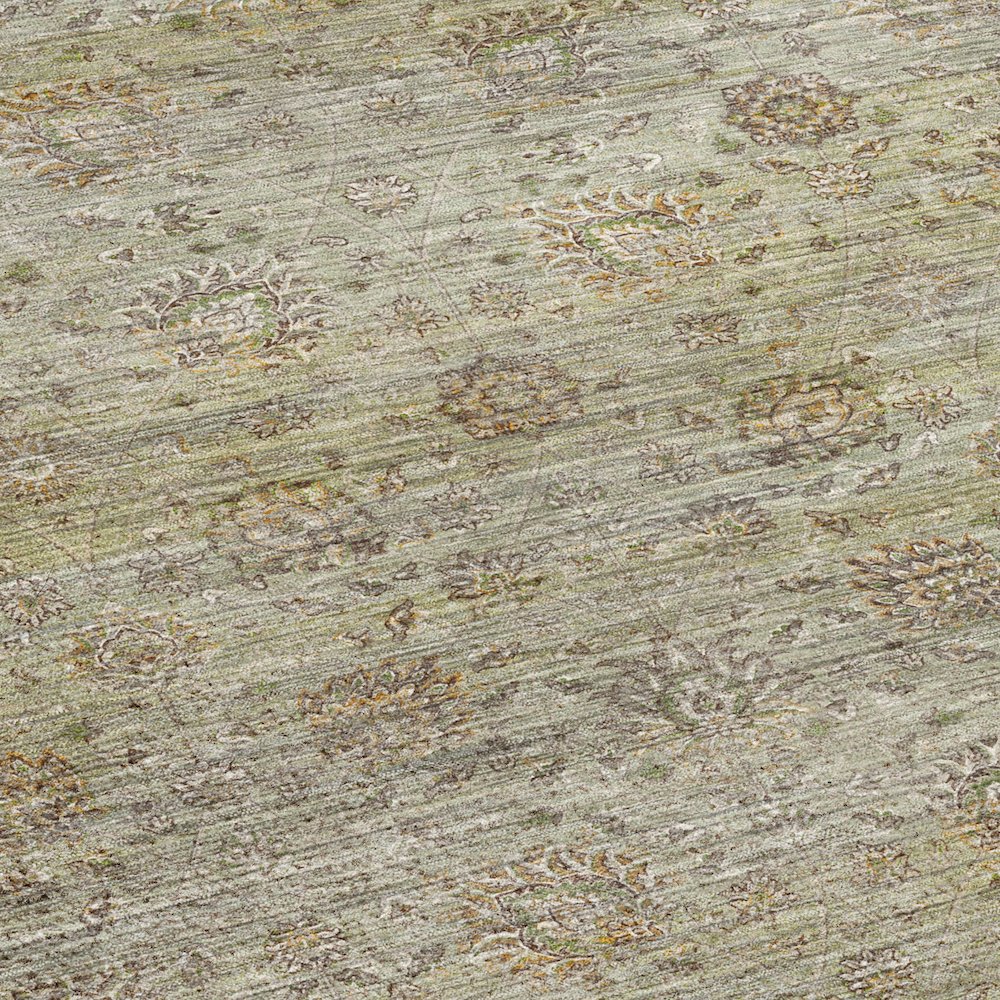 Machine Washable Aristo AR3 Green 2'3" x 7'6" Runner Rug