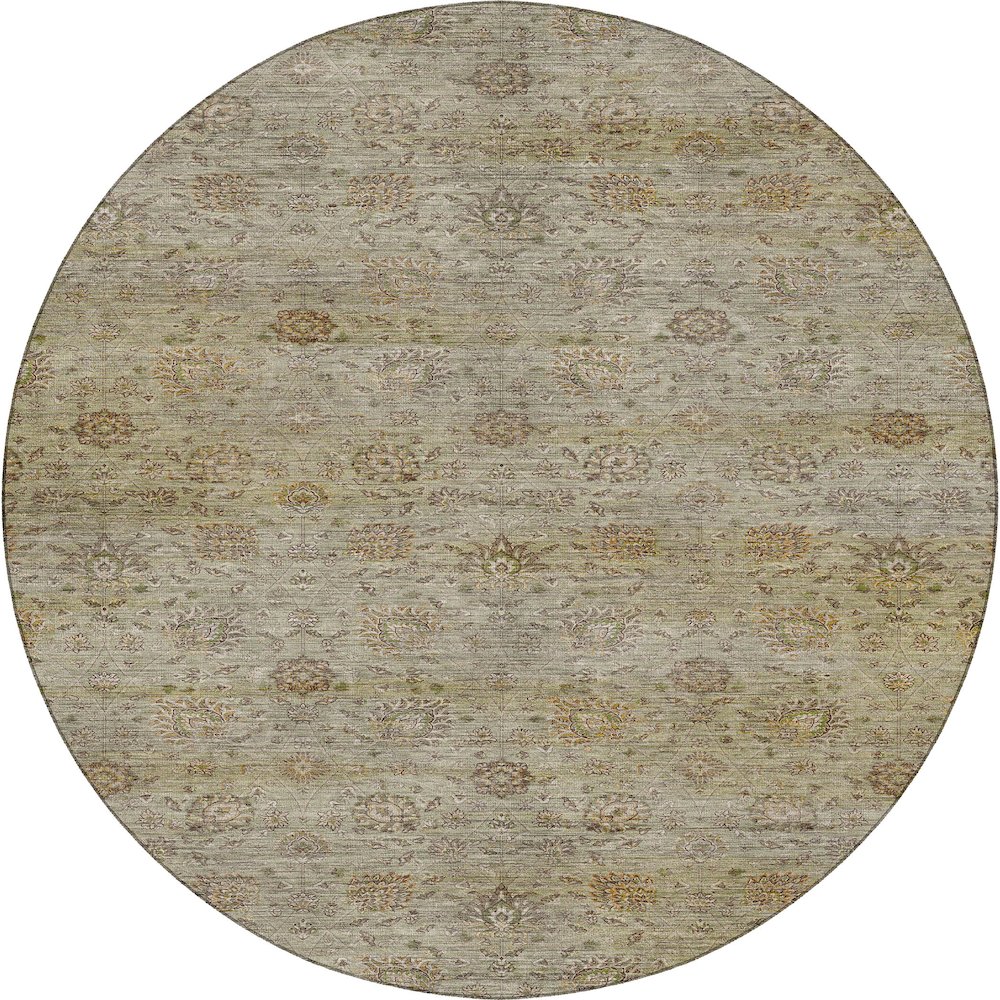 Machine Washable Aristo AR3 Green 8' x 8' Round Rug