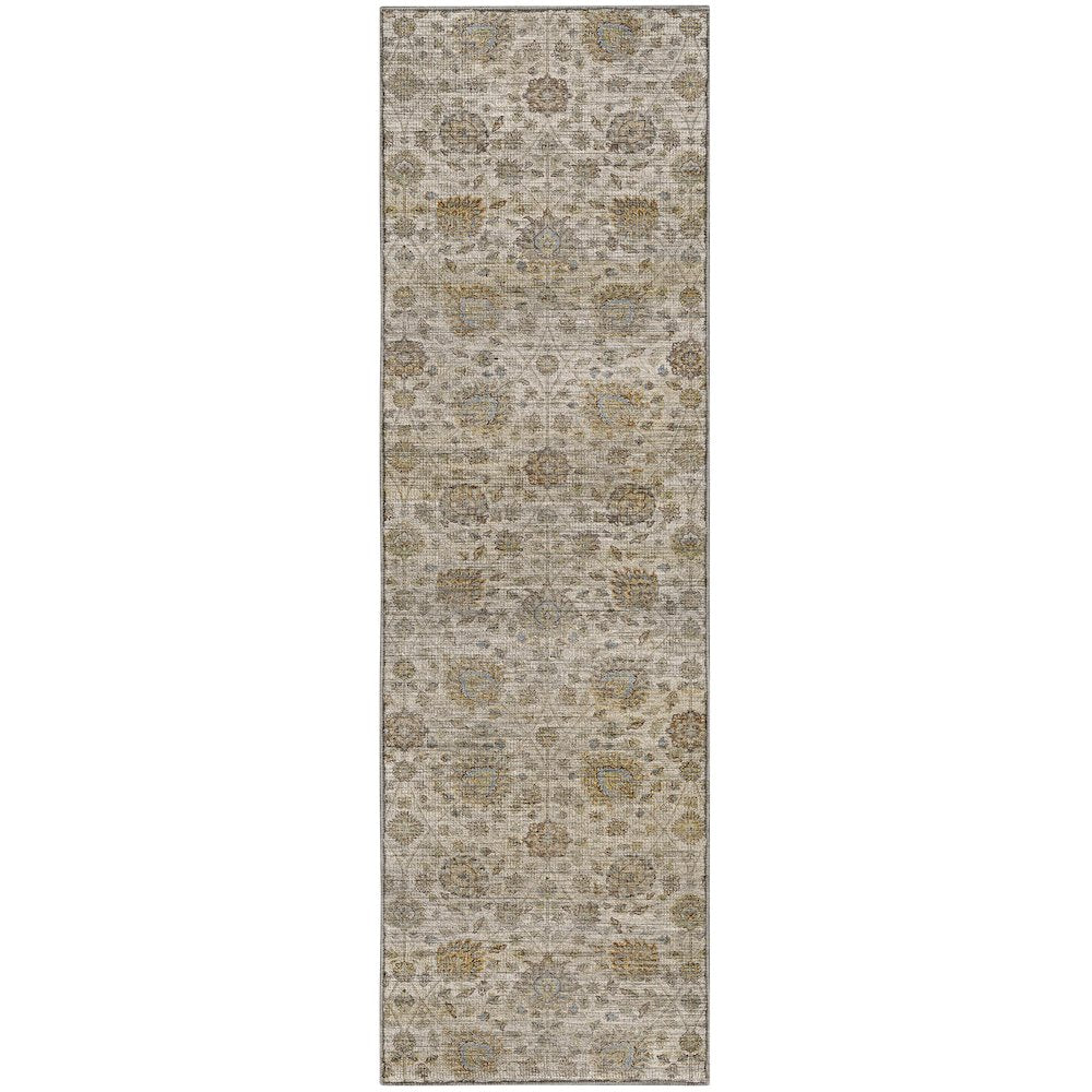 Machine Washable Aristo AR3 Ivory 2'3" x 7'6" Runner Rug