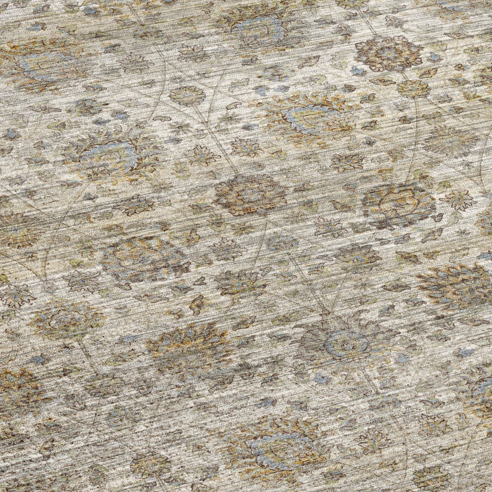 Machine Washable Aristo AR3 Ivory 2'3" x 7'6" Runner Rug