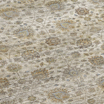 Machine Washable Aristo AR3 Ivory 2'3" x 7'6" Runner Rug