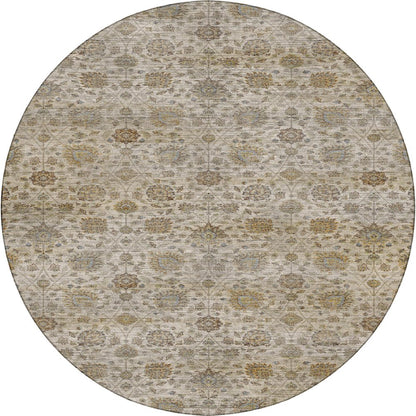 Machine Washable Aristo AR3 Ivory 8' x 8' Round Rug