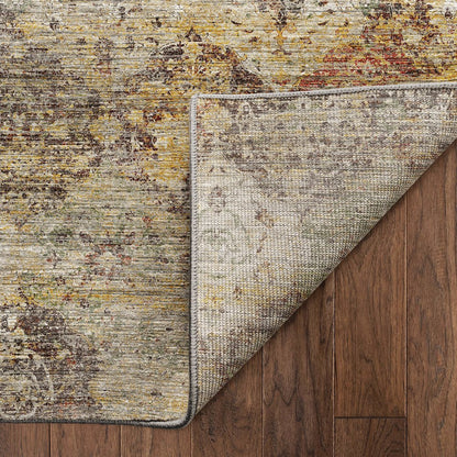 Machine Washable Aristo AR4 Gold 8' x 8' Round Rug
