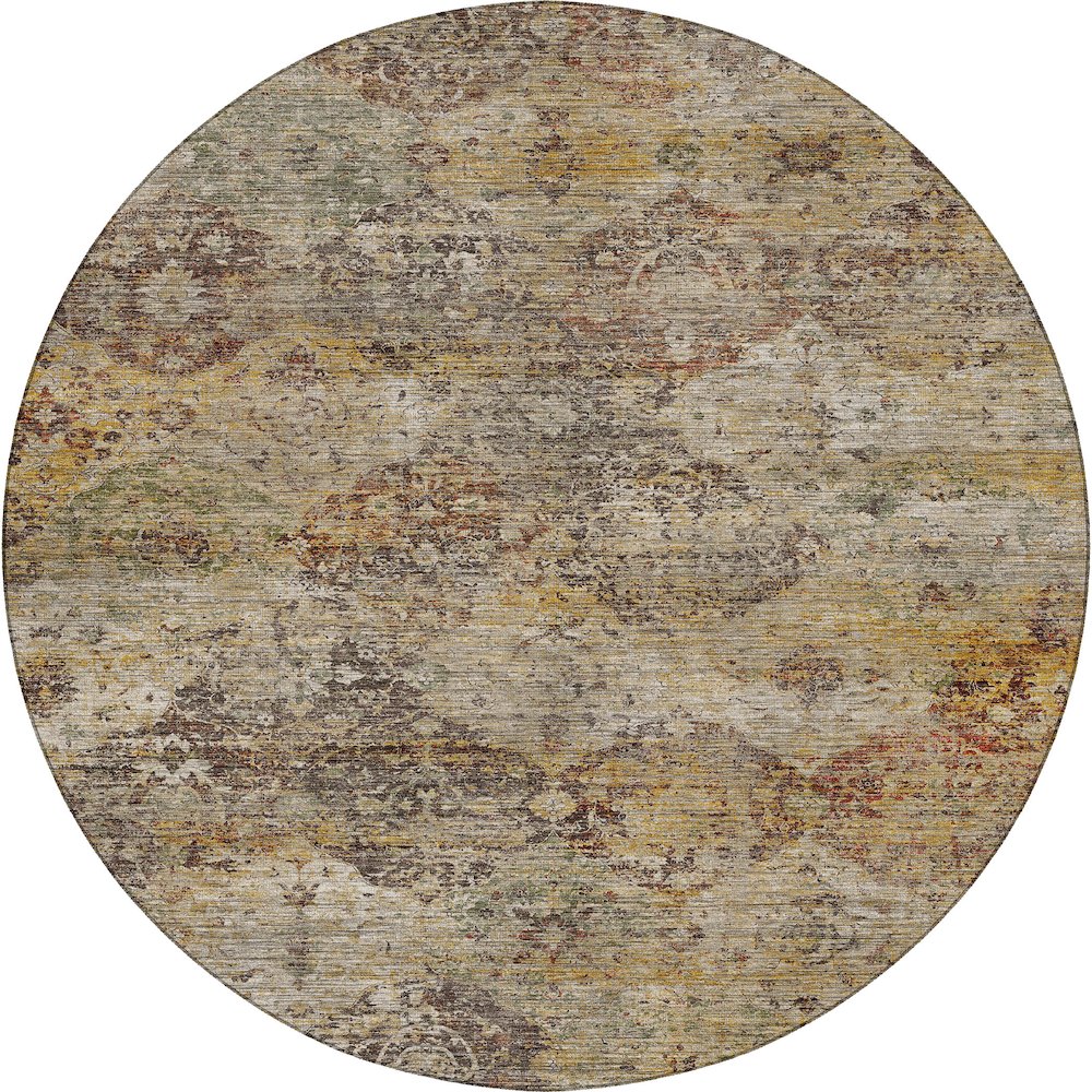 Machine Washable Aristo AR4 Gold 8' x 8' Round Rug