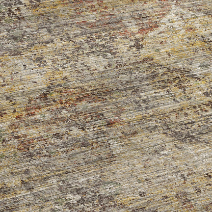 Machine Washable Aristo AR4 Gold 8' x 8' Round Rug