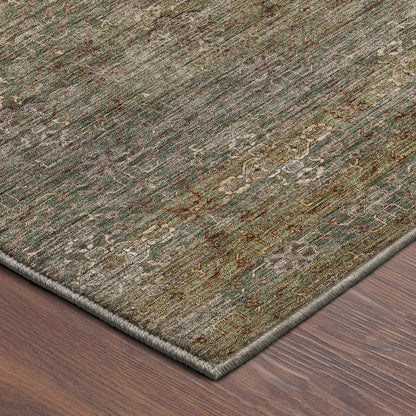 Machine Washable Aristo AR5 Green 2'3" x 7'6" Runner Rug