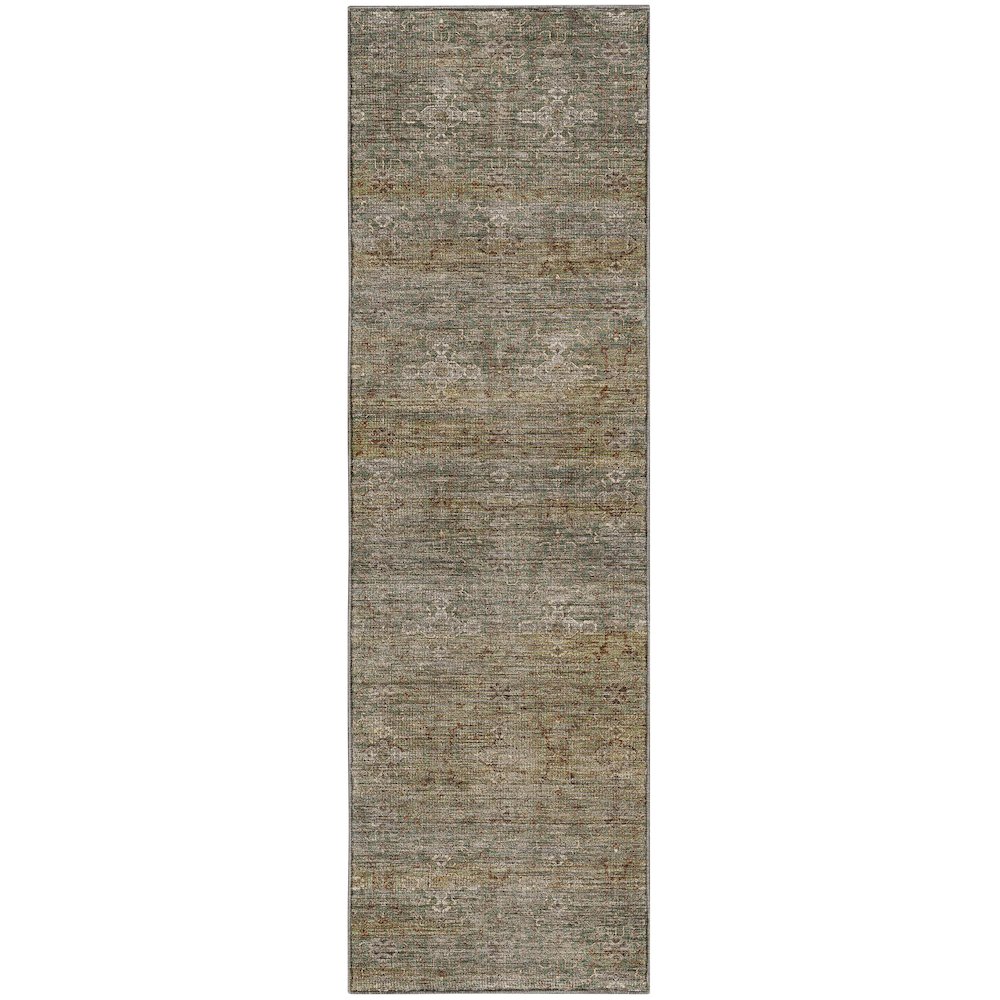 Machine Washable Aristo AR5 Green 2'3" x 7'6" Runner Rug