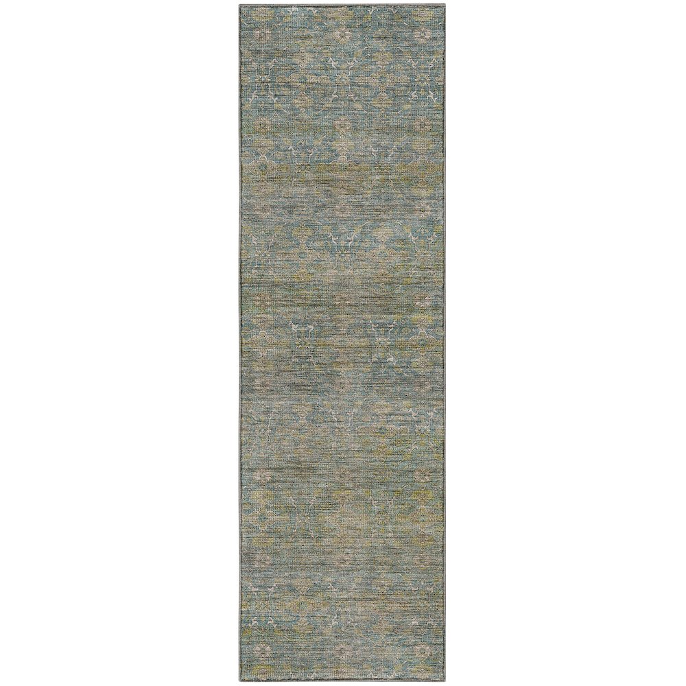 Machine Washable Aristo AR5 Teal 2'3" x 7'6" Runner Rug
