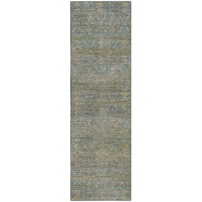 Machine Washable Aristo AR5 Teal 2'3" x 7'6" Runner Rug