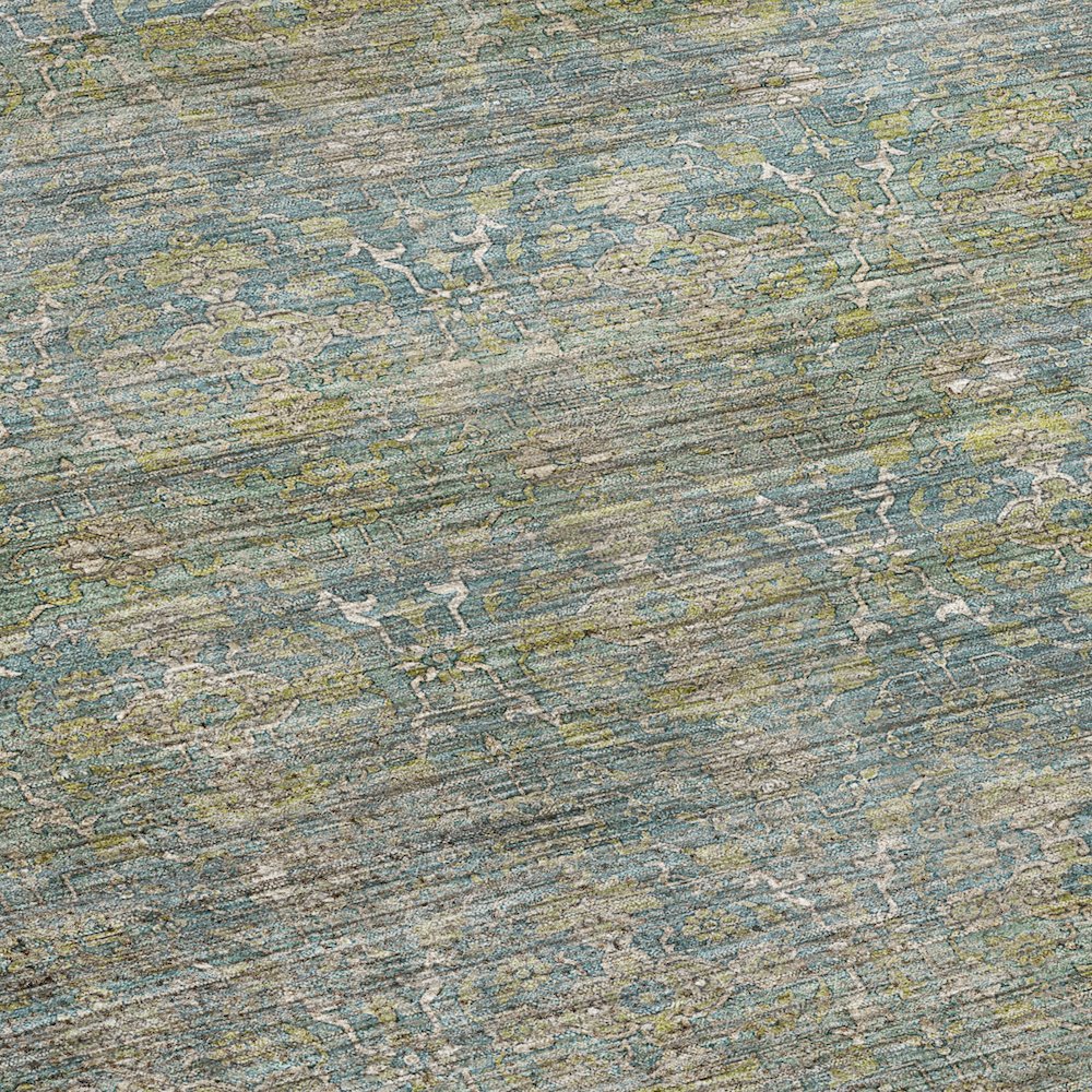 Machine Washable Aristo AR5 Teal 2'3" x 7'6" Runner Rug