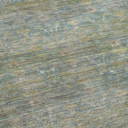 Machine Washable Aristo AR5 Teal 2'3" x 7'6" Runner Rug