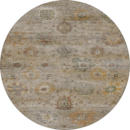 Machine Washable Aristo AR6 Brown 8' x 8' Round Rug