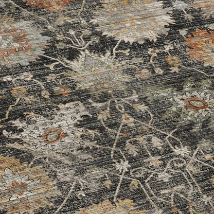 Machine Washable Aristo AR6 Black 8' x 8' Round Rug