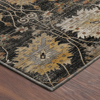 Machine Washable Aristo AR6 Black 8' x 10' Rug