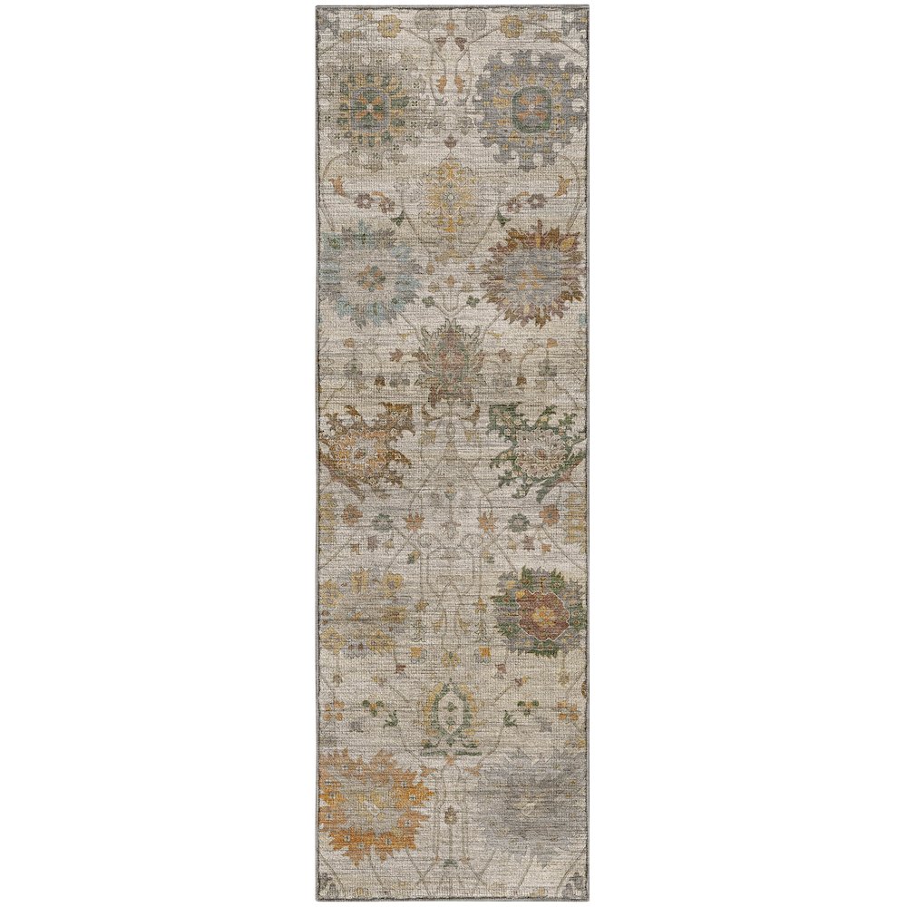 Machine Washable Aristo AR6 Ivory 2'3" x 7'6" Runner Rug
