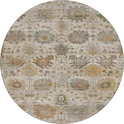 Machine Washable Aristo AR6 Ivory 8' x 8' Round Rug